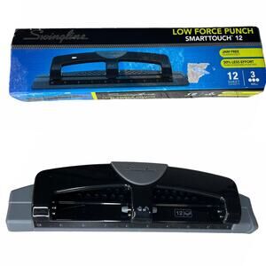 Swingline 12-Sheet SmartTouch Three-Hole Punch 9/32" Holes Black/Gray 74134